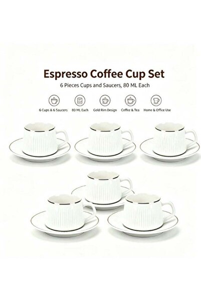 Generic 6 Sets Of Luxury Porcelain Turkish Coffee Cup Set Elegant Design Mode...