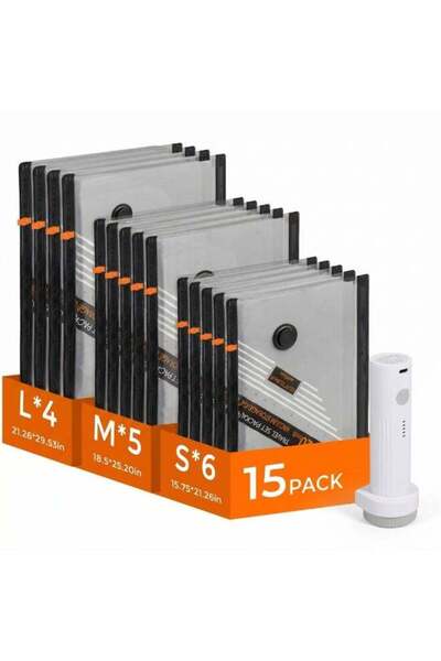 Generic Rechargeable Wireless Pump Travel Storage Bags Set – 15 Vacuum Compre...