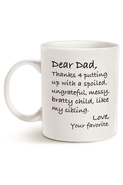 Generic Fathers Day Funny Dad Coffee Mug, Dear Dad, Thanks 4 Putting up with ...
