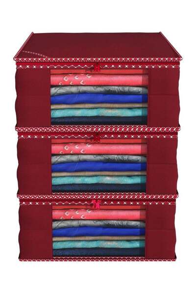 Generic Kuber Industries Clothes Organizer For Wardrobe (Pack of 3) - Storage...