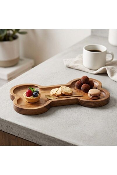 Generic Creative Bone Shape Wooden Serving Tray for Snacks Fruit and Dessert