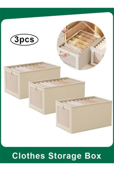 Generic 3 Pack Stackable Closet Storage Bins with Lid, Foldable Fabric Organi...