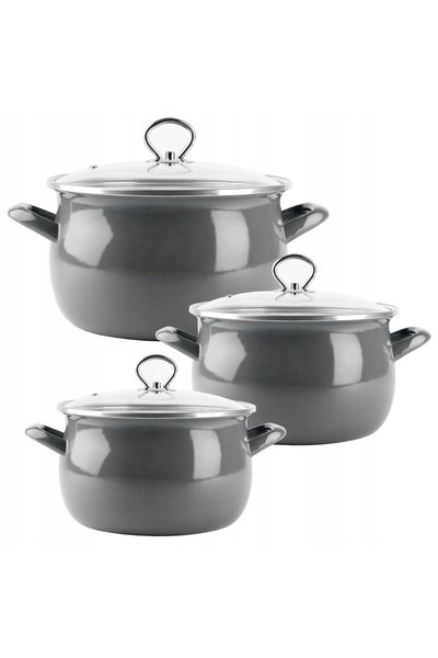 Silesia Emalia Set de oale emailate gri Helena 1,9 / 4 / 5,5L