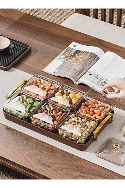 Generic 6 Compartment Divided Serving Tray with Lid and Handle, Food Storage ...