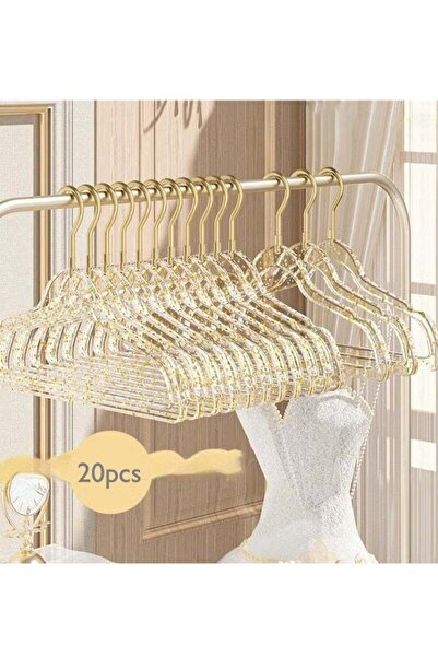 Generic 20 Piece Crystal Clear Acrylic Hangers, Gold Hook Non Slip Clothes Ha...