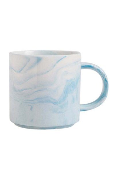 Generic Straight Mouth Marble Ceramic Cup Blue 8.6x8.7cm