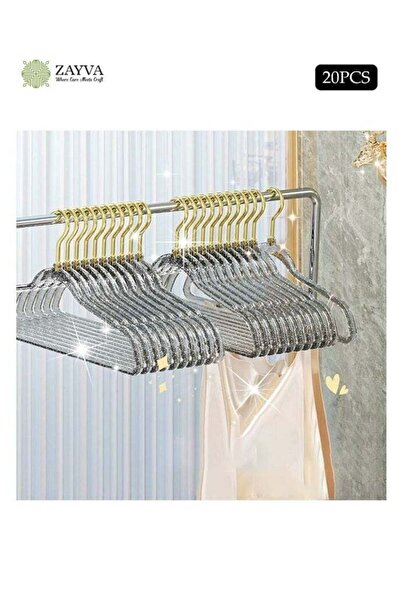 Generic 20-Piece Smoke Grey Acrylic Hangers, Gold Hook Non-Slip Clothes Hange...