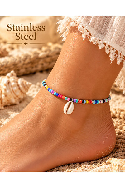 stainless steell Colorful Natural Stone Design Anklet