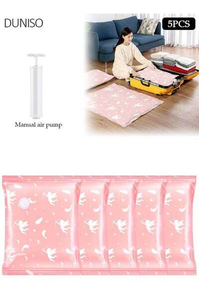 Generic 60x45CM Vacuum Storage Bags 5 Pack, Heavy-Duty Reusable Space Saver B...