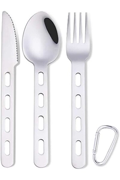 Generic Camping Cutlery Set, 4 Pcs Stainless Steel Camping Fork Spoon Cutter ...