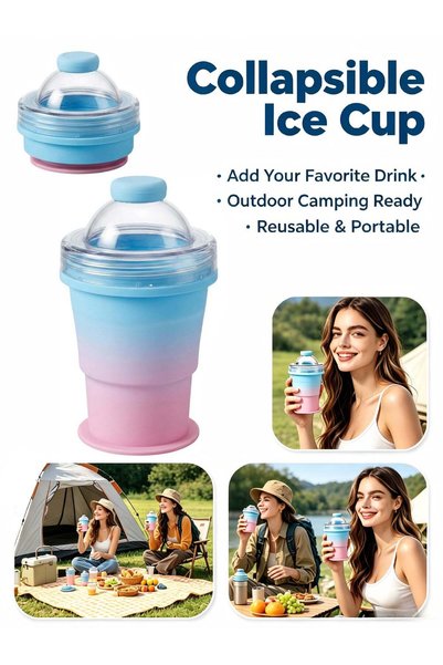 Generic 2‑in‑1 Foldable Ice Ball Maker Cup, Reusable Silicone Sphere Ice Mold...