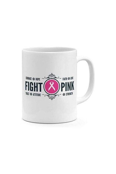 Generic Ceramic Pink Ribbon Fight Women Courage Hope Faith Love Strength Figh...