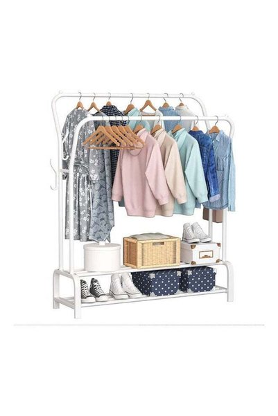 Generic Clothes Organizer And Metal Stand White 130*33*148cm