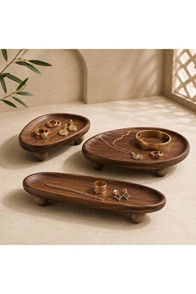 Generic Assorted Sizes Natural Acacia Wood Tray - Decorative Serving Platter ...