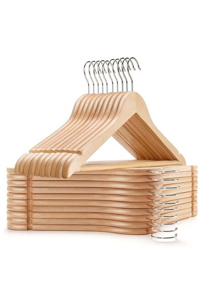 Generic Amber Home Solid Wooden Suit Coat Hanger with Non Slip Pant Bar Dress...