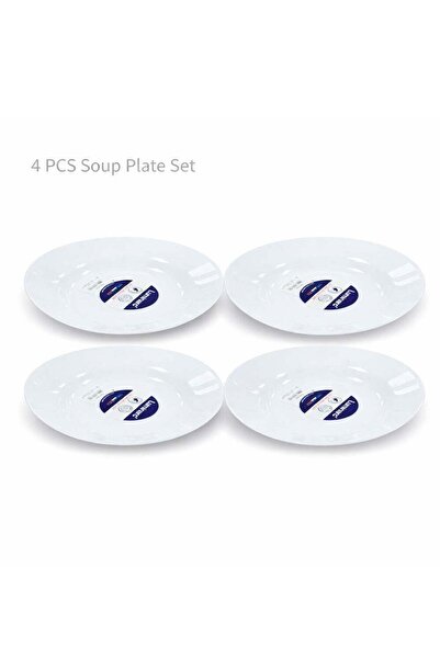 Generic Luminarc 4Pcs White Ceramic Soup Plate 22cm Elegant Round Serving Pla...