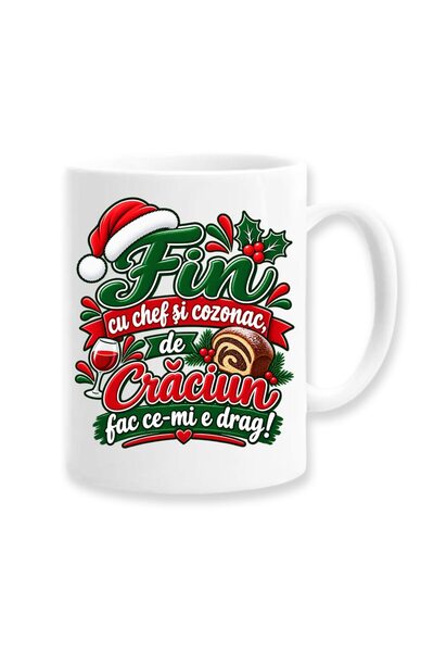 OEM Cană pentru Naș cu mesaj: 'Naș cu băuturi festive și turtă dulce, de Crăc...