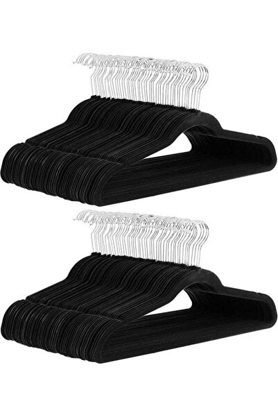 Generic Slim Velvet, Non-Slip Suit Clothes Hangers, Black/Silver Velvet Cloth...
