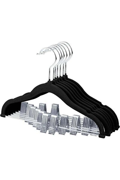 Generic ManGotree 7Pack Black 30 Cm Baby Velvet Hangers With Movable Clips, N...