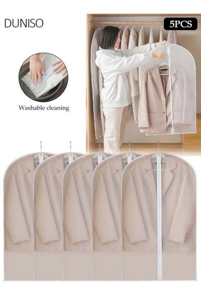 Generic 5 Pack Hanging Garment Bags, Clear PEVA Clothes Cover Bags, Breathabl...