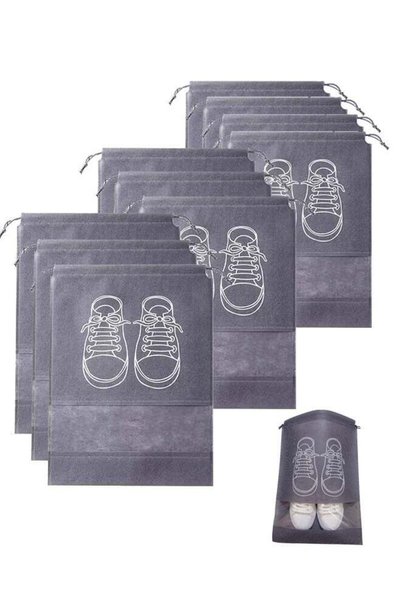 Generic 10 PCS Non-Woven Drawstring Shoe Storage Bags with PVC Window - Breat...