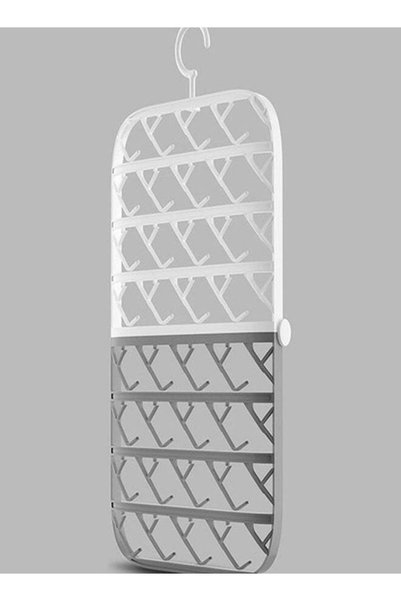 Generic Plastic Foldable Windproof Buckle Socks Storage Rack Grey/White 30x48...
