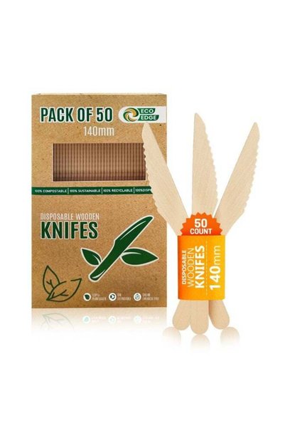 Generic EcoEdge Planet Friendly Wooden Heavy-Duty Knife (50 Pack) 140 MM | St...