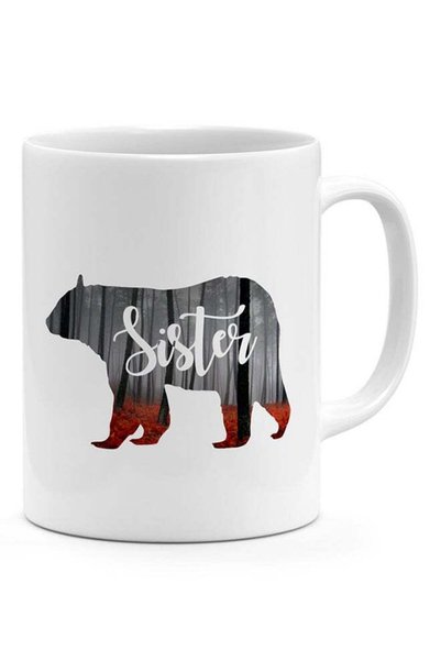 Generic Sister Bear Wood Silhouette Coffee Mug White