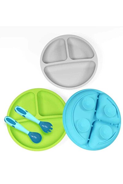 Generic 3 Pack Silicone Baby Suction Plates Divided Toddler Set with Utensils...