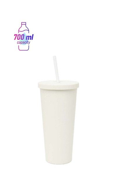 Generic White Water Bottle With Straw