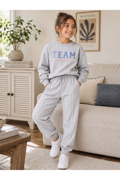Victor and Jane Girls “Team Nice” Sweatshirt & Jogger Set (2-Piece)