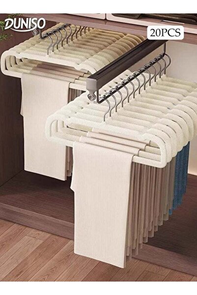 Generic 20Pcs Flocking Clothes Hangers Set 360°Swivel Hook Non-slip Felt Trou...