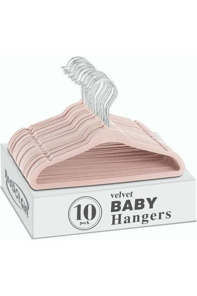 Generic Red Dot Gift Pink Baby Velvet Hangers (10-Pack) – 28cm Non-Slip Toddl...