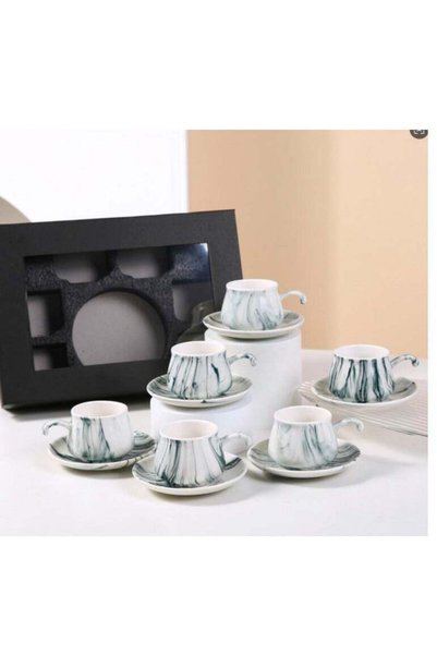 Generic 6 Sets Of Luxury Porcelain Turkish Coffee Cup Set Elegant Design Mode...