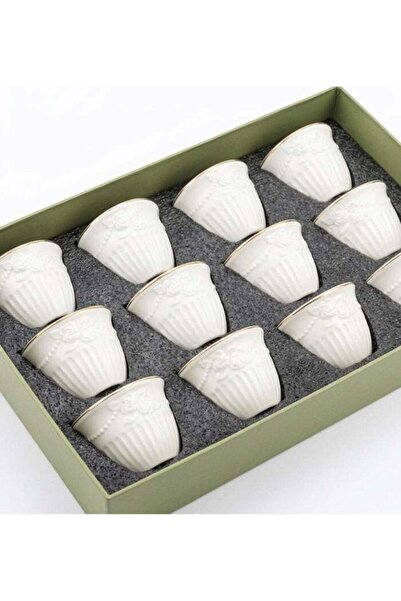Generic Angela 12Pcs Ceramic Cawa Cup Set White Color 100Ml