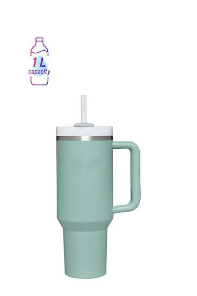 Generic 40 oz Insulated Tumbler with Lid & Straw & Handle, Stainless Steel Do...