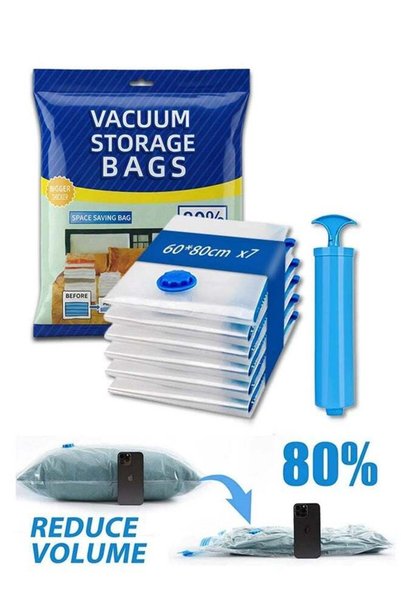 Generic 7-Piece Vacuum Storage Bags 60x80cm,Reusable Compression Space Saving...