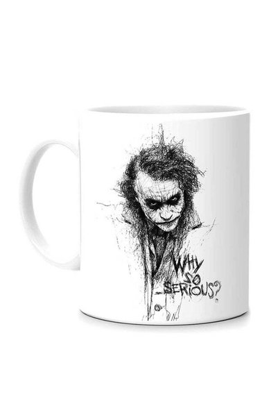 Generic Joker Why So Serious Pencil Sketch Mug White/Black 10cm