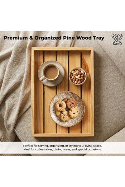 Generic Premium Solid Wood Rectangular Serving Tray Large Rustic Ottoman Tray...