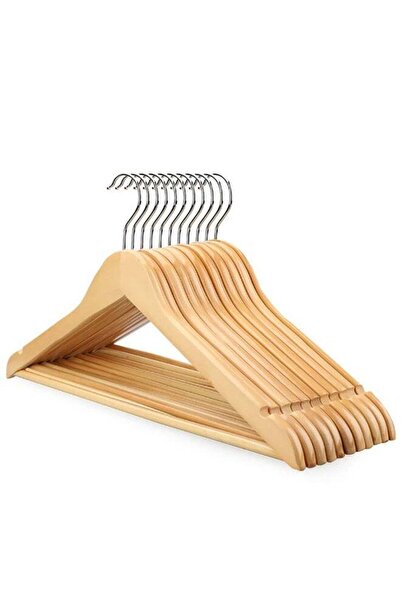 Generic 10-Piece Wooden Cloth Coat Hangers, Natural Wood Suit Hangers with 36...