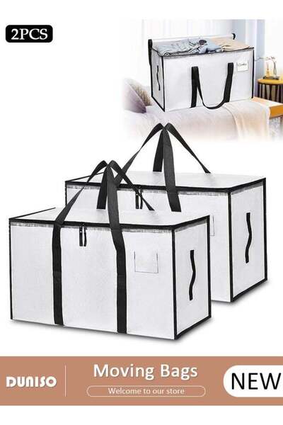Generic 2PCS Large Moving Bags, Foldable Storage Tote with Double Zippers, St...