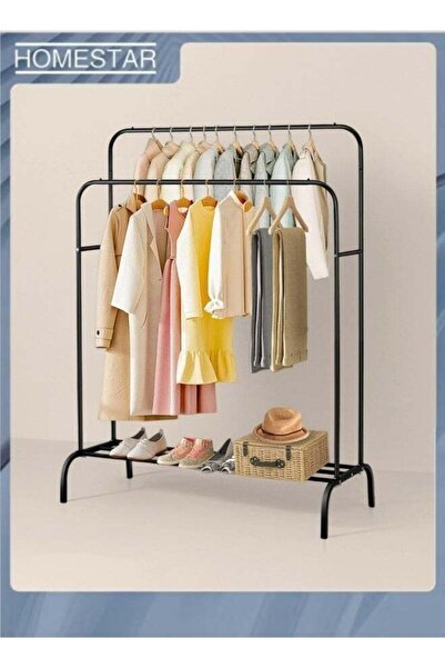 Generic Double - Rod Floor Clothing Organizer with Bottom Shelf Organizer for...