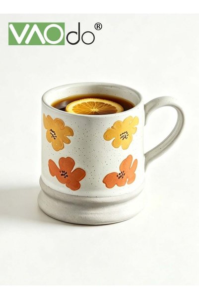 Generic Vintage Coffee Mug with Handle, Floral Ceramic Coffee Cup, Hand-Paint...