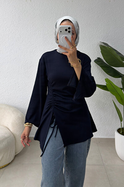 zhrcelebi Drape Detaylı Tunik - LACİVERT