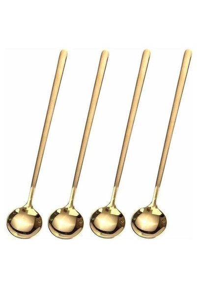 Generic 4 Pcs Coffee Spoons Set, 6.7" Gold Tea Spoons Long Handle, Gold Small...