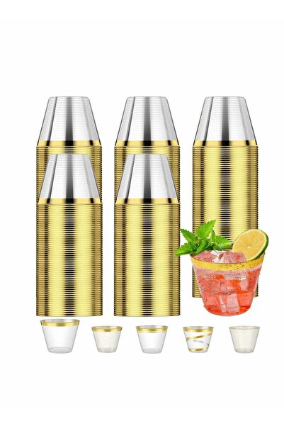 Generic Gold Rimmed Glitter Cups 9 Oz, Gold Glitter Cups, Gold Plastic Cups F...