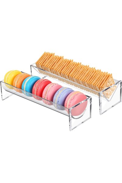 Generic ARS® 2Pcs Clear Acrylic Cracker Serving Tray – Rectangular Biscuit & ...