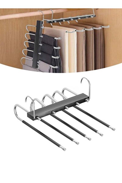 Generic Multifunctional Pants Rack, Space Saving Closet Clothes Rack 5 Tier M...