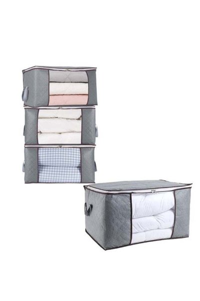 Generic 4-Pack Large Zippered Storage Bags with Clear Window, Foldable Closet...