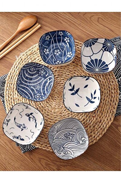 Generic Ceramic Dessert Plates Set 6PCS Dipping Bowls Vintage Japanese Cerami...